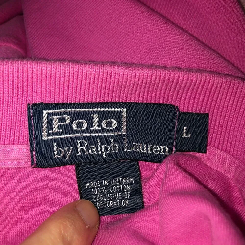 Polo Ralph Lauren Mens Size Large Pink Cotton Short Sleeve Polo Shirt L